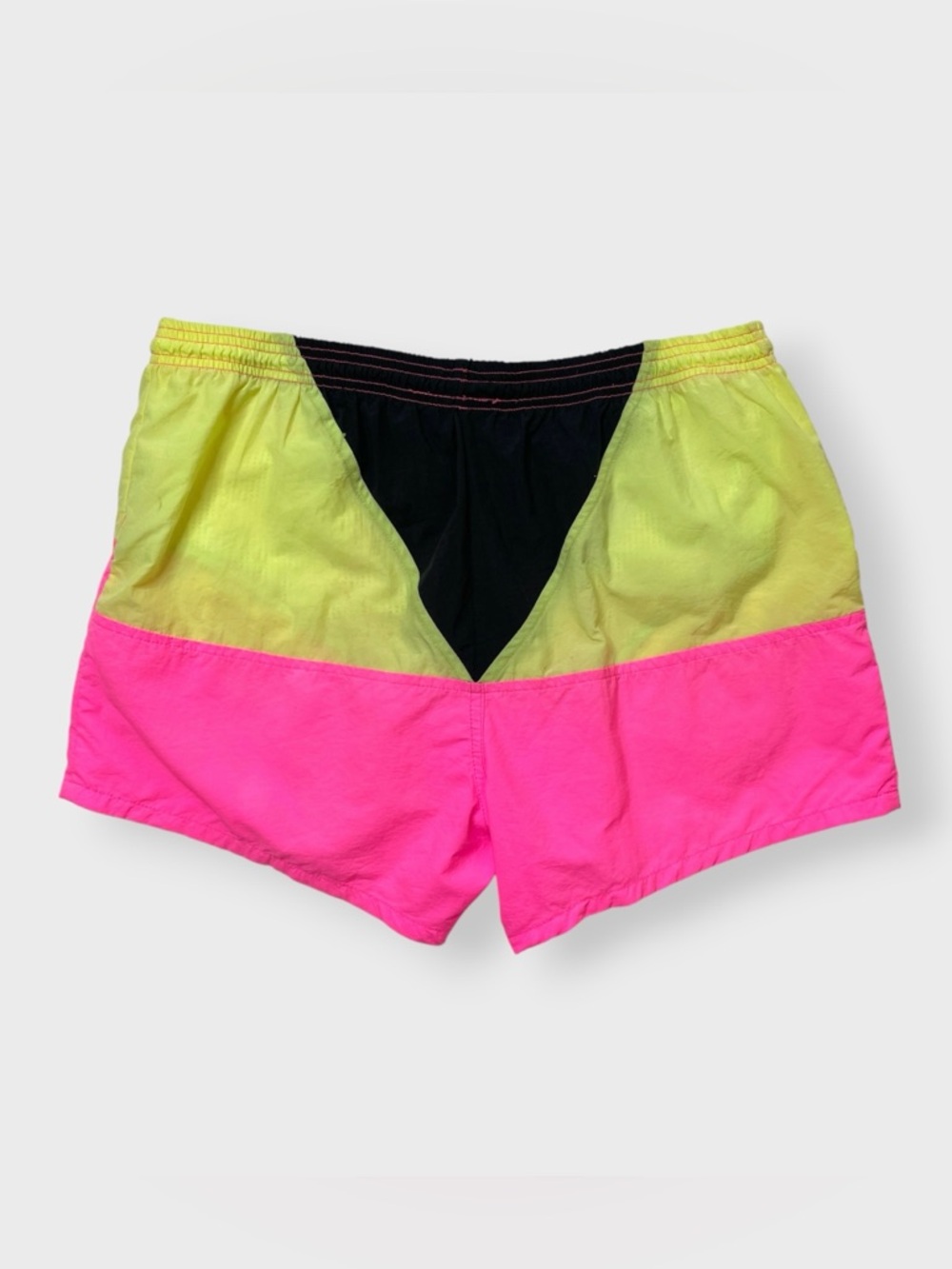 Vintage 90s California Blues Neon Swim Shorts, Nylon Logo, Pockets Trunks, Surf - Picture 2 of 7